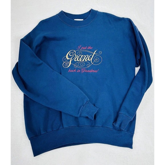 Vintage Grandma Sweatshirt Size XL‎ Embroidered Crewneck Blue - Picture 2 of 11